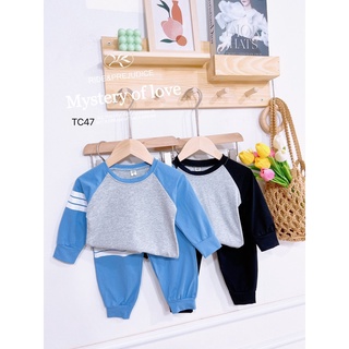 Set áo cotton kẻ 3 vạch hot cho bé trai 8-22kg