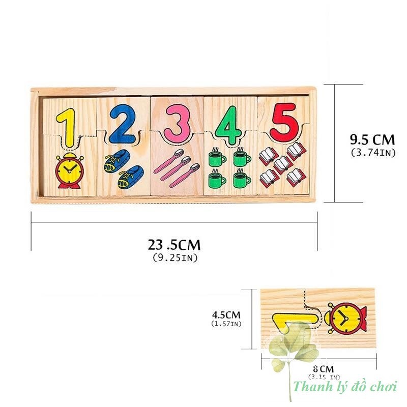 Hộp thẻ gỗ học đếm và ghép số lượng cho bé