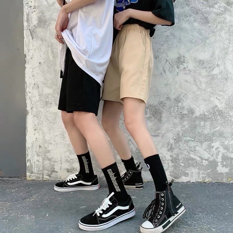 Quần Short Kaki nam nữ phong cách unisex form rộng Bize size