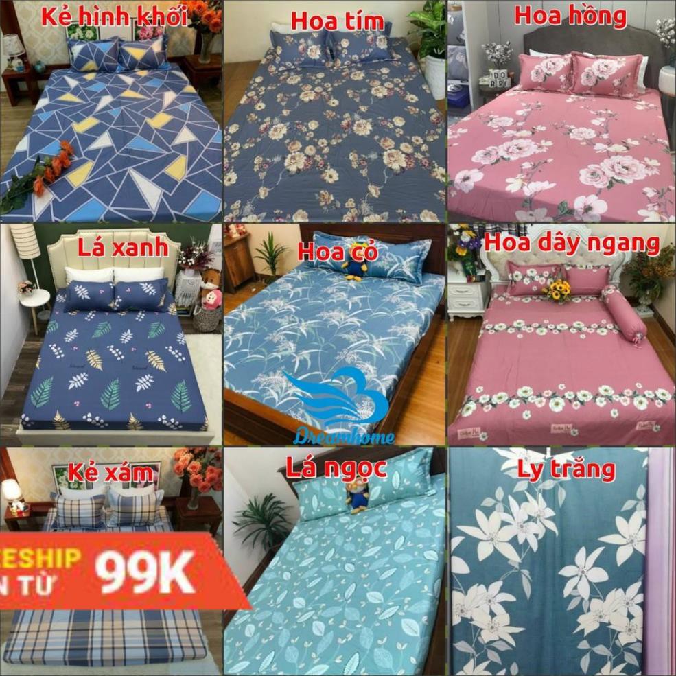 Ga giường và 2 vỏ gối cotton 100% đủ size nệm đơn 1m2, 1m4, 1m6, 1m8, 2mx2m2 đẹp, giá rẻ - Dreamhome .