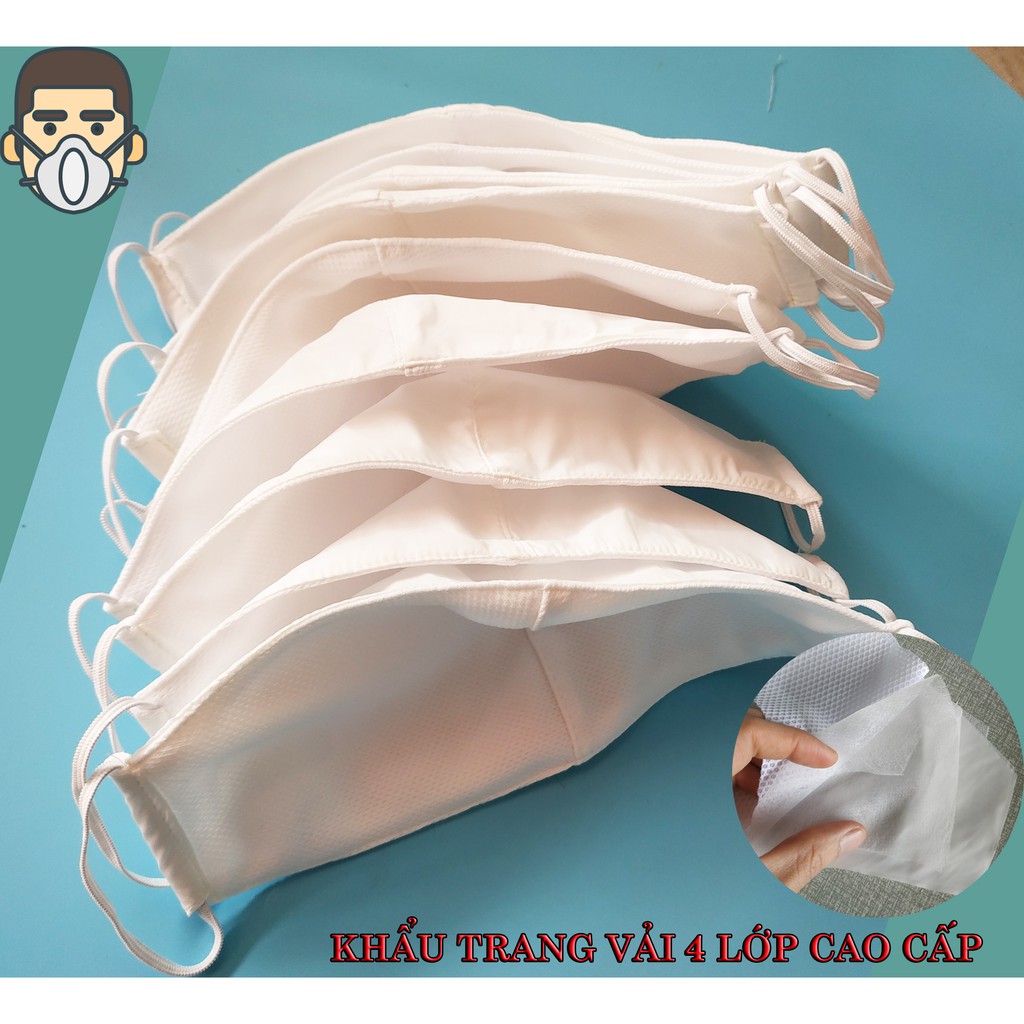 Khẩu trang vải 4 Lớp kháng khuẩn lọc khí cao cấp