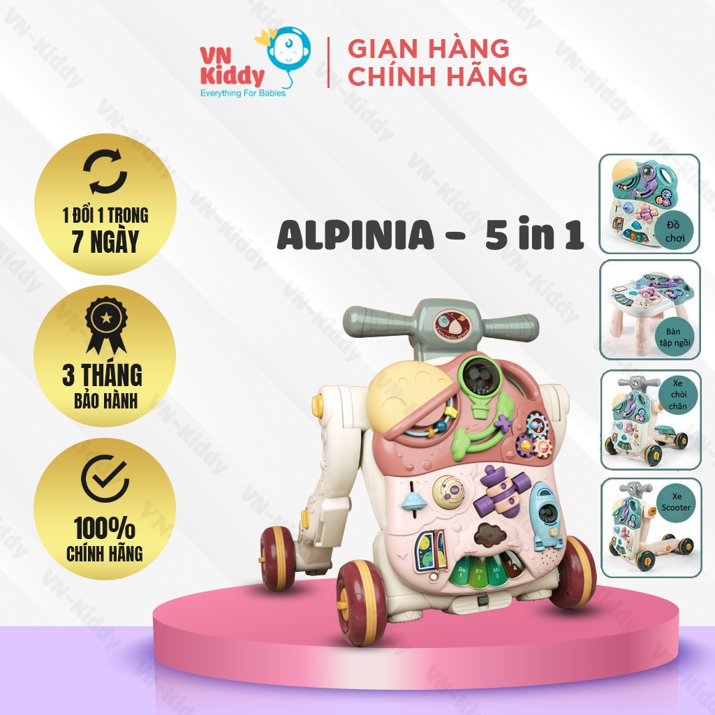 Xe Tập Đi Alpinia 5in1 Cho Bé Từ 4 Tháng Biến Đổi Đa Năng Có Khóa Bánh An Toàn
