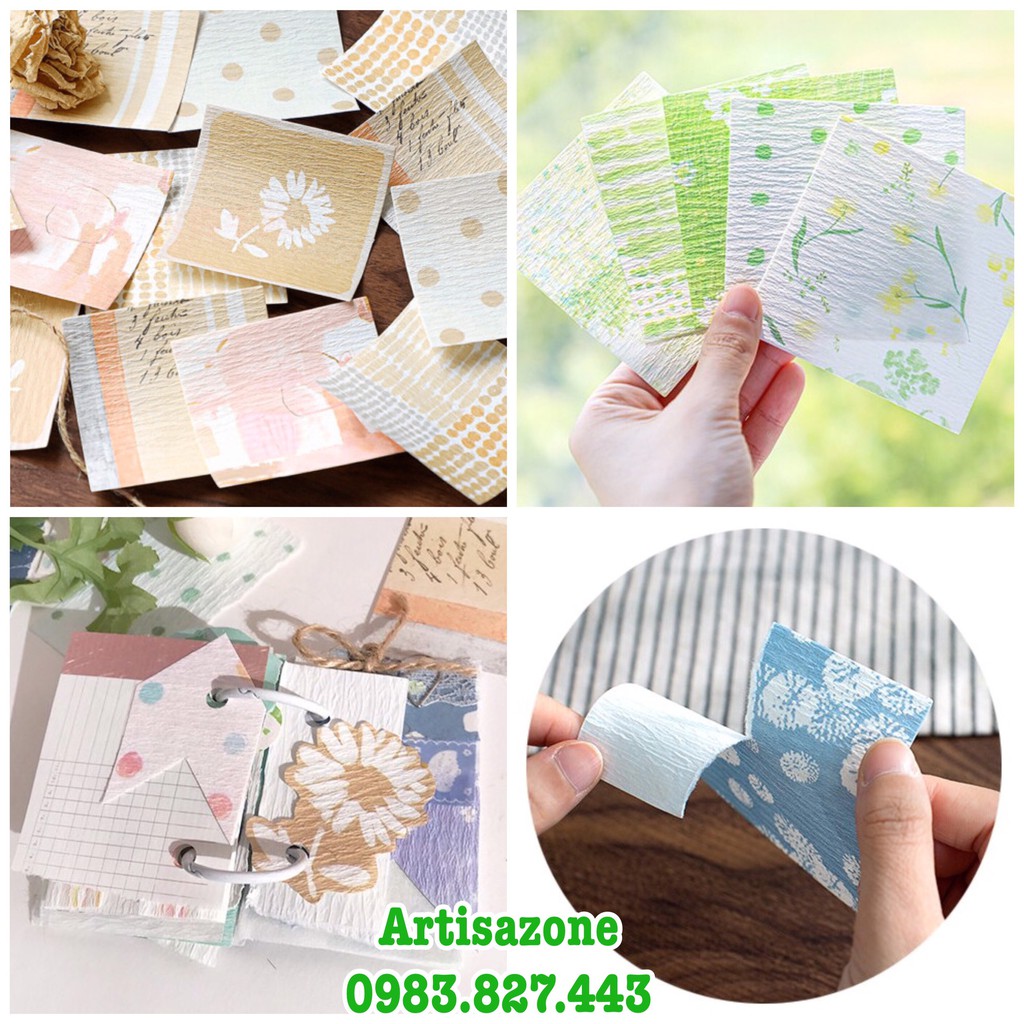 Giấy họa tiết trang trí đồ handmade (8,5cm x 8,5cm) - Set 15 tờ