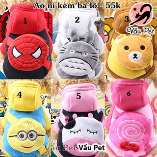 Áo chó mèo nỉ kèm ba lô ngộ nghĩnh