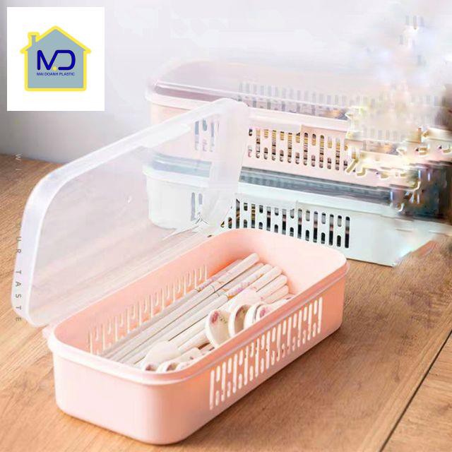 Hộp đựng đũa thìa có nắp cao cấp 0768