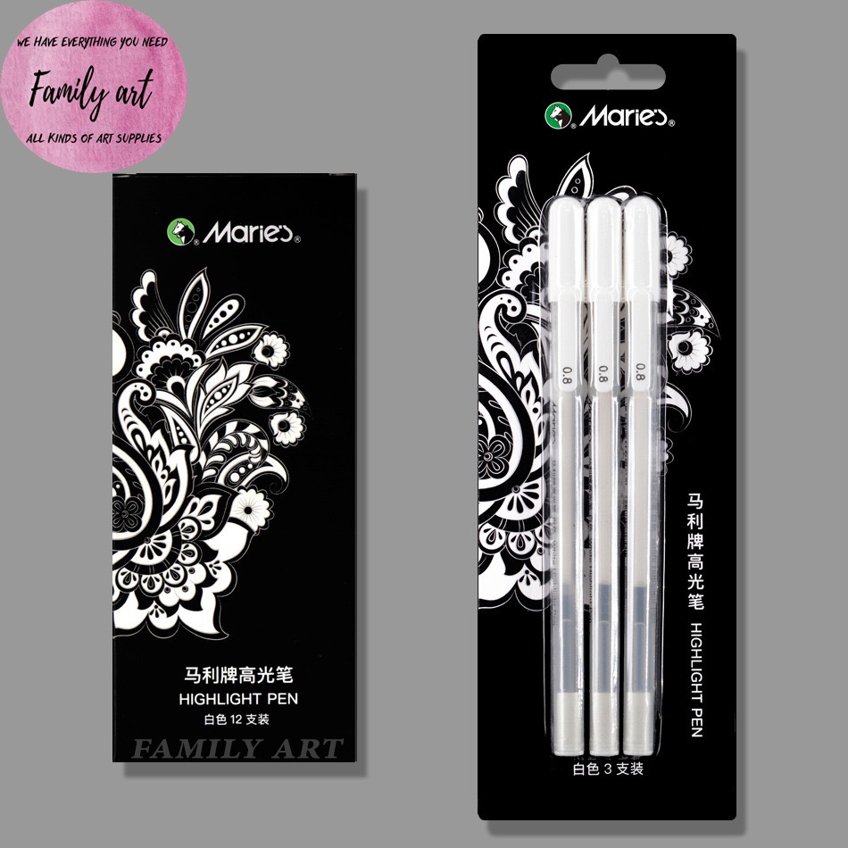 Bút GEL trắng/nhũ vàng/nhũ bạc Maries