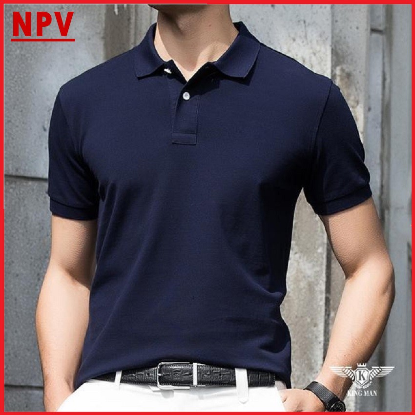 Áo thun nam polo cổ bẻ NPV ngắn tay, áo phông nam vải coton không nhăn nhiều màu