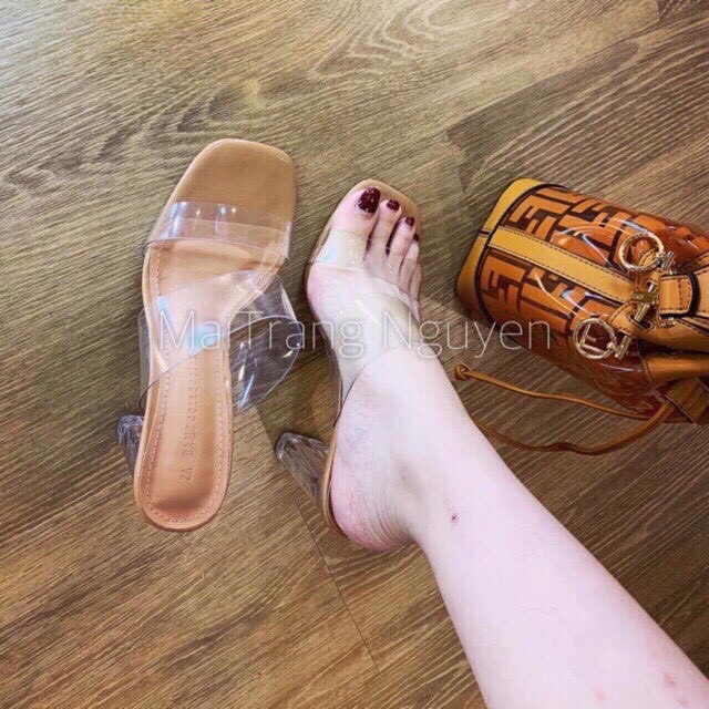 Guốc Nữ 7 Phân 2 Quai Meca Trong Suốt Thanh Lịch Sang Trọng size 35 - 39 [ GIÁ XƯỞNG ]