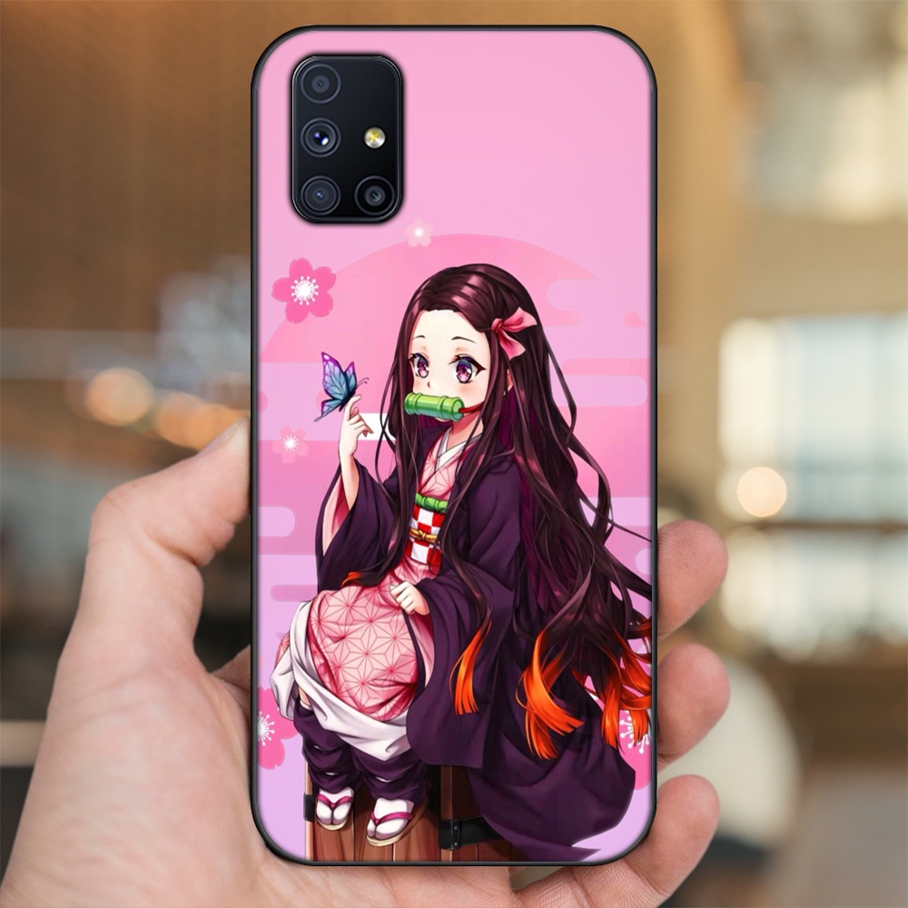 Ốp lưng Samsung M51 viền đen in hình Nezuko Kimetsu no Yaiba