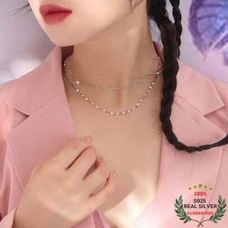 Vòng Cổ Bạc S925 Choker Cross Star Dạng Layer Trẻ Trung Cá Tính | Dây Chuyền Nữ Trang Sức Bạc Thời Trang