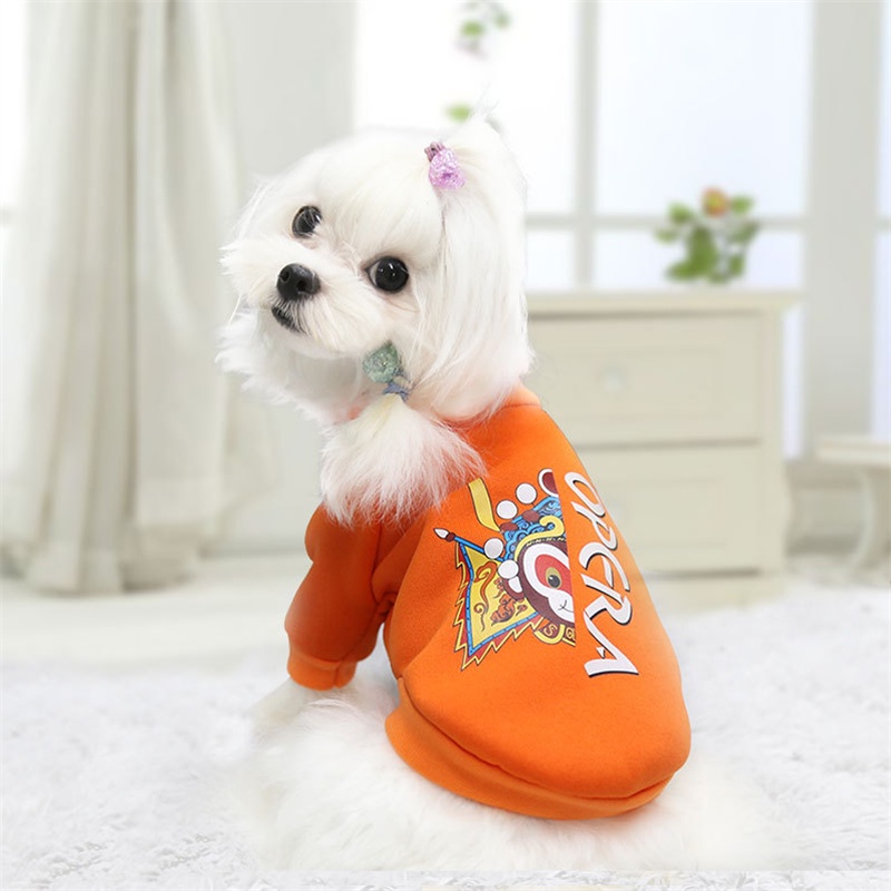 Thú Cưng Mùa Thu Và Mùa đông ấm áp Bắc Kinh Opera Khuôn Mặt Trang điểm In ấn Quần áo Mèo Và Chó Thời Trang In Hoa Quần áo Vừa Và Nhỏ
