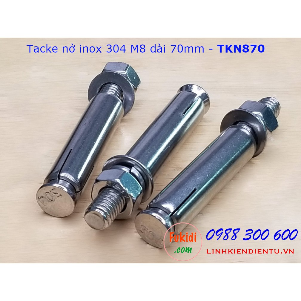 4 cái tắc kê nở, bu lông nở inox 304 M6, M8 chiều dài 70mm dùng gắn móc treo xích đu, móc treo ghế  - TKN670, TKN870