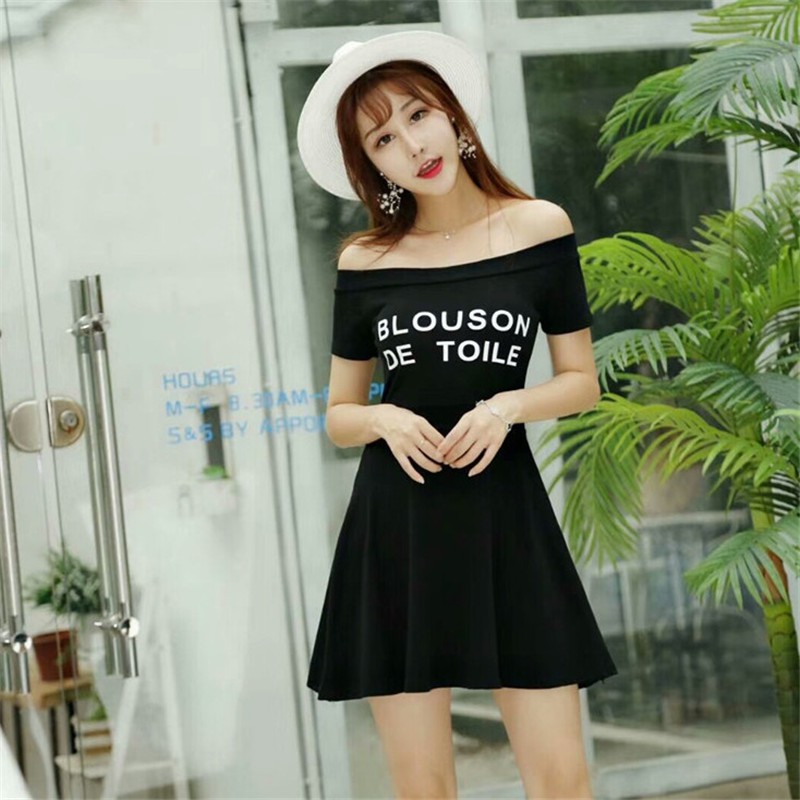 One Đầm Ngắn Tay Hở Vai In Chữ Thời Trang Cho Nữ | BigBuy360 - bigbuy360.vn