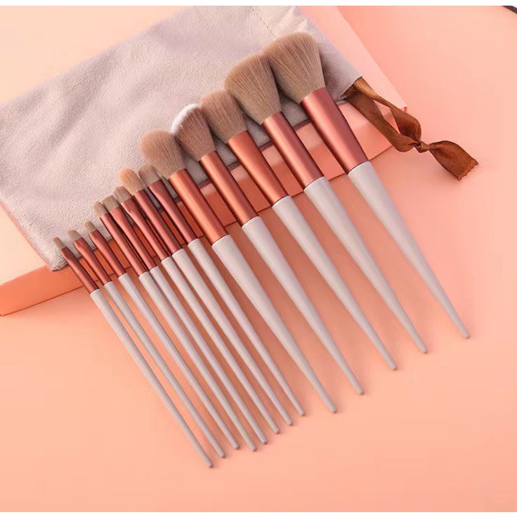 Set Bộ Cọ Trang Điểm Cá Nhân Gồm 13 Chi Tiết Kèm Túi Vải Tiện Dụng
