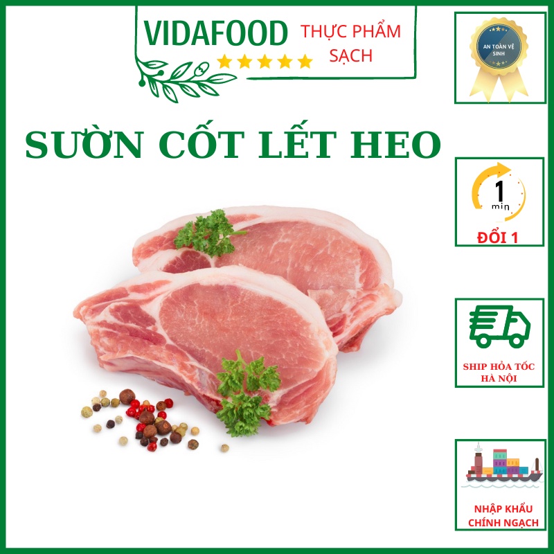 Sườn Cốt Lết Heo, Sườn Cốt Lết Lợn, Nhập Khẩu Cắt Khúc 1kg, Sơ Chế Sạch Sẽ, Vệ Sinh An Toàn Thực Phẩm, Ship Hỏa Tốc