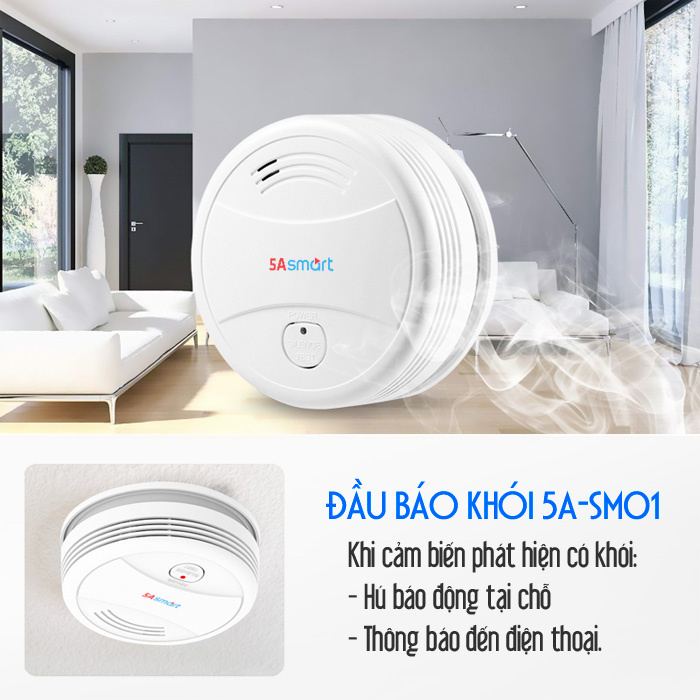 BÁO CHÁY WIFI KHÔNG DÂY 5A-SM01, báo cháy độc lập dùng pin 9V, báo cháy cho gia đình, báo cháy đơn giản