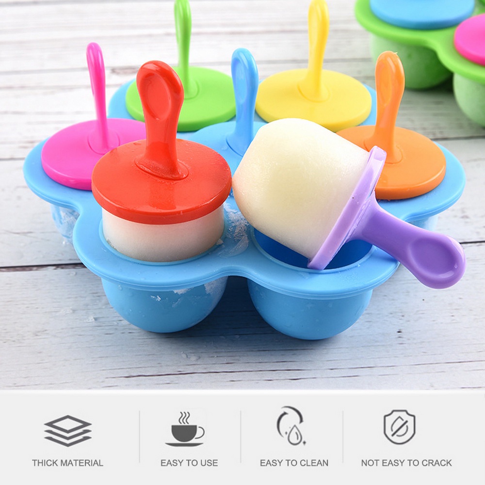 7 Grid Reusable Food Grade Silicone Popsicle Molds