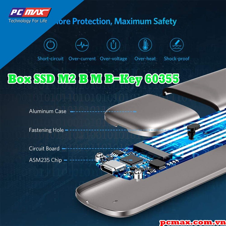 Box SSD M.2 cho SATA NGFF Nhôm USB 3.1 Gen 2 to  B M B-Key 2280 2260 2242 2230 Ugreen 60355 - Hàng chính hãng