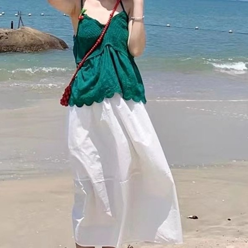 Áo Hai Dây Dệt Kim Họa Tiết Quả Anh Đào Nhỏ Thời Trang Mùa Hè Cho Nữ