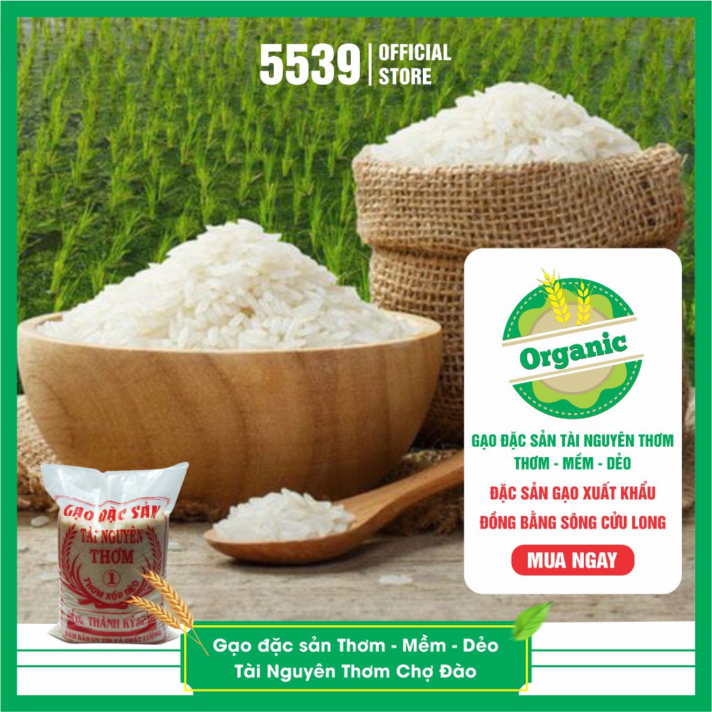Gạo tài nguyên ⚡️ Giao nhanh 2H ⚡️ Gạo tài nguyên chợ đào, gạo đặc sản miền tây Gói 5 kg thơm xốp dẻo - Shop 5539