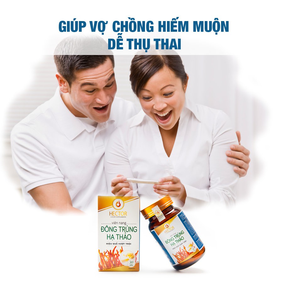 (Chính Hãng) Đông Trùng Hạ Thảo Hector 100% nguyên chất lọ 30 viên