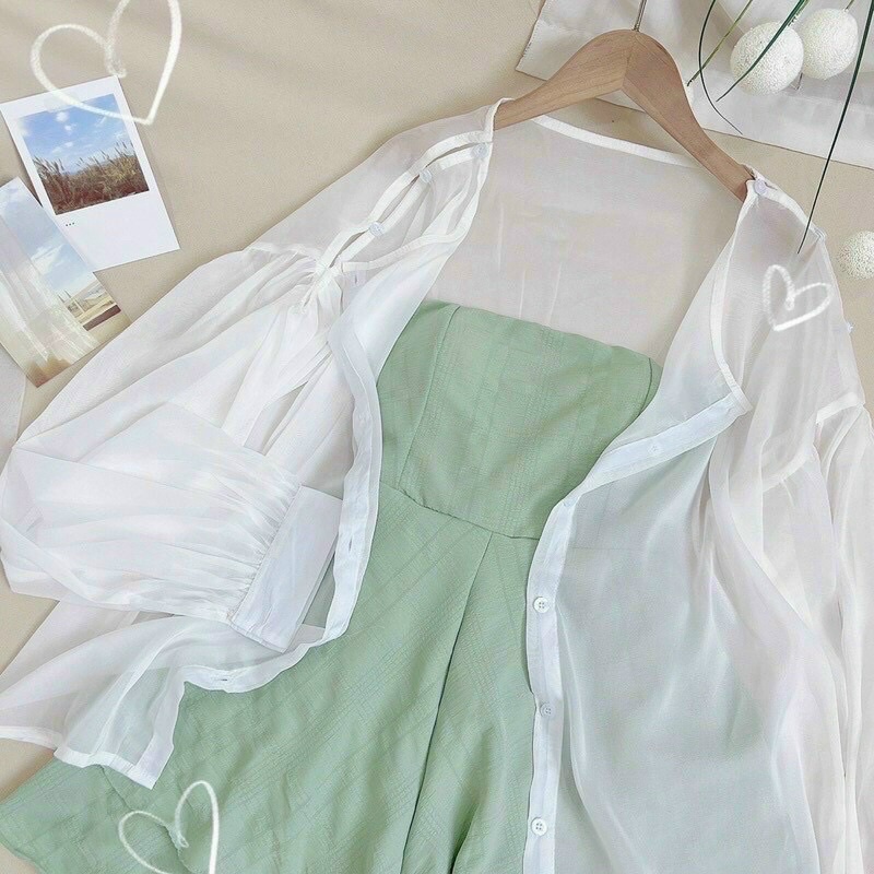 Set Đầm Cúp Xanh Mint, Đen, Hồng + Áo khoác trắng kèm ảnh thật trải sàn | BigBuy360 - bigbuy360.vn