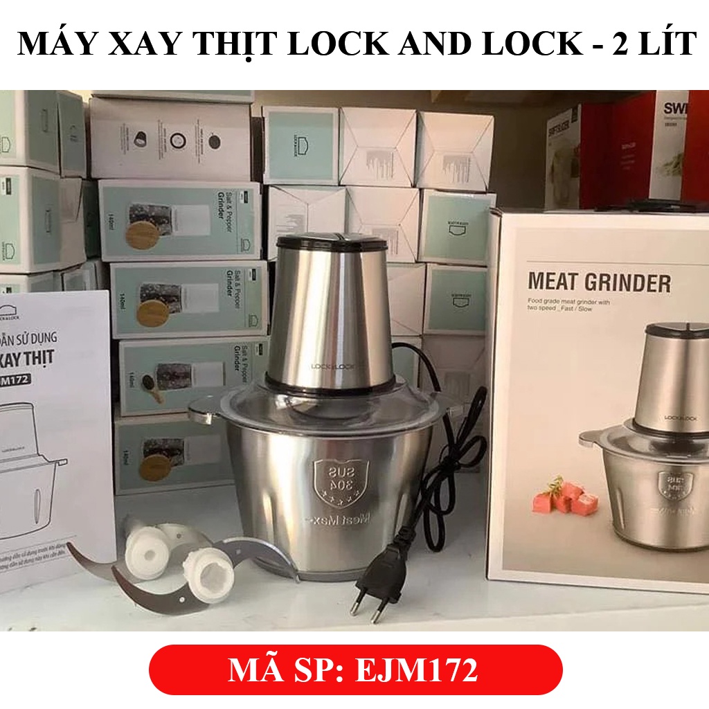 Máy xay thịt Lock&Lock cối inox 304 siêu bền, siêu khỏe - Dung tích 2 lít, xay nhiều hơn