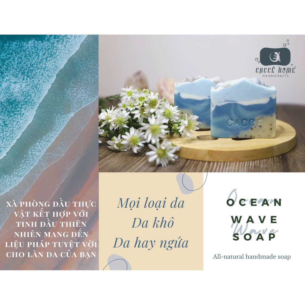 Xà phòng thủ công hương Lavender giảm Stress Ocean wave Art Caccé Home (Handmade soap)