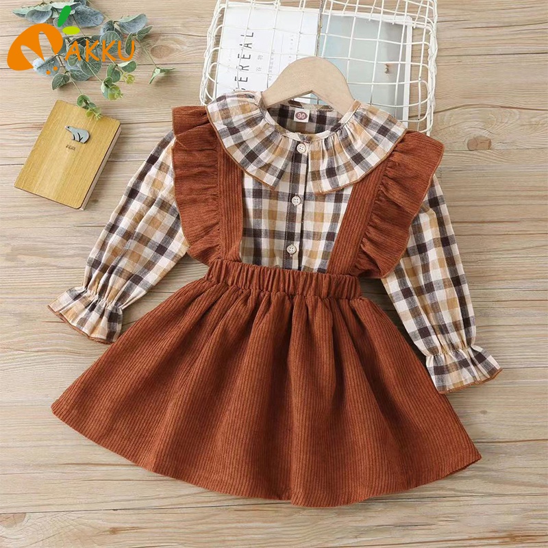 Set Áo Và Chân Váy Caro Thời Trang Cho Bé Gái