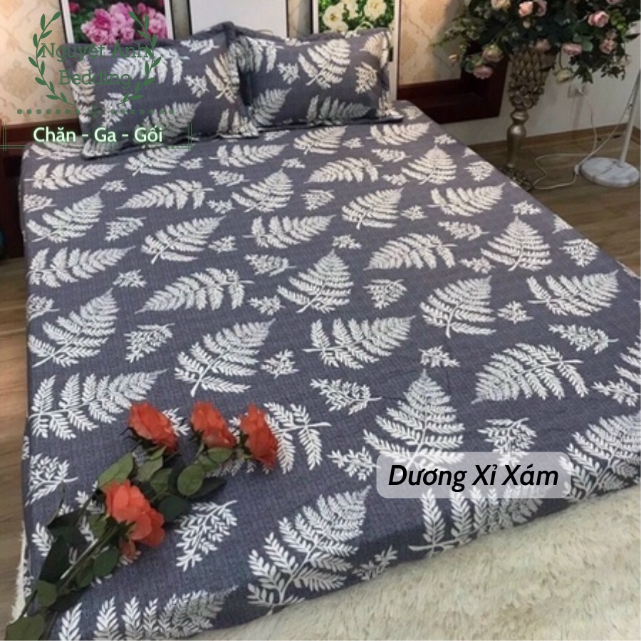 (FLASH SALE)Bộ ga giường 3 món Cao Cấp Cotton loại đẹp nhiều mẫu full size (Drap giường + 2 vỏ gối) - Mẫu Dương sỉ xanh
