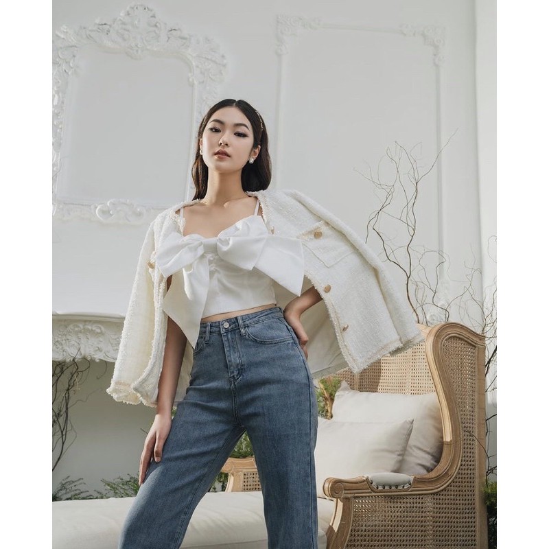 Áo croptop nơ lấp lánh - Bow croptop