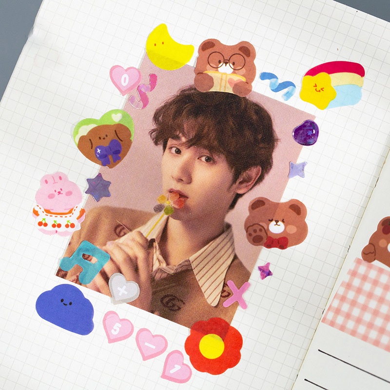 Set Sticker 100 Miếng Dạng Cuộn Băng Keo Washi