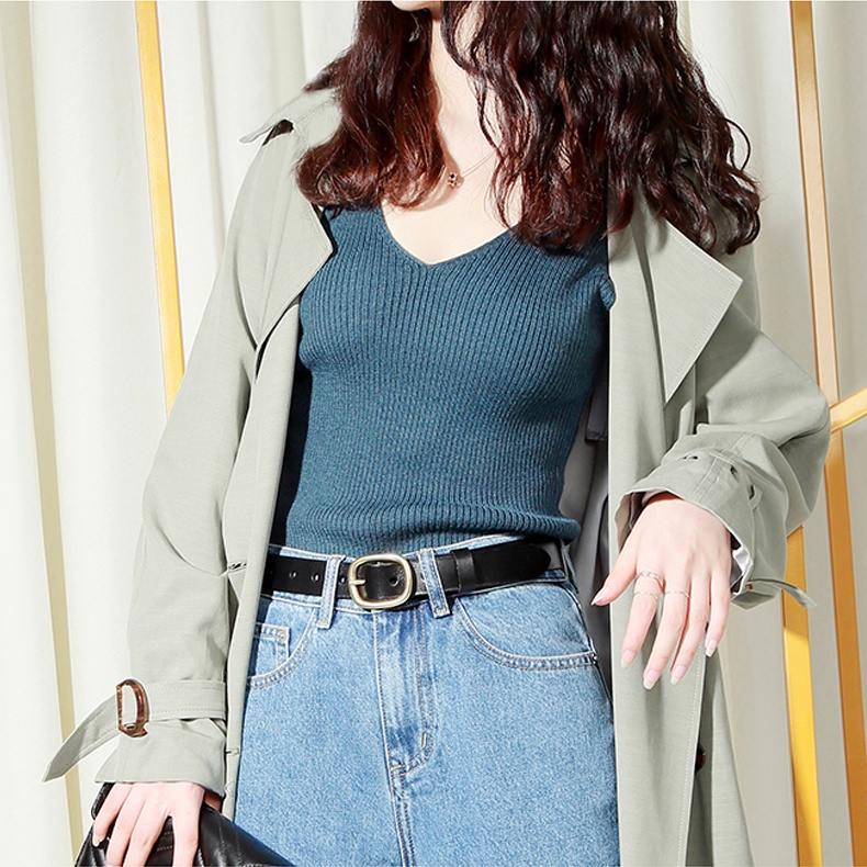 SmileFairyCC【COD &amp; Hàng Có Sẵn】Thắt Lưng Da Mềm Mỏng Khóa Tròn Kiểu Hàn Quốc Thời Trang Cho Học Sinh