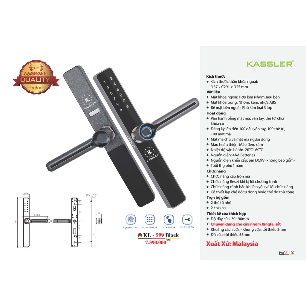 Khóa vân tay Kassler KL-599