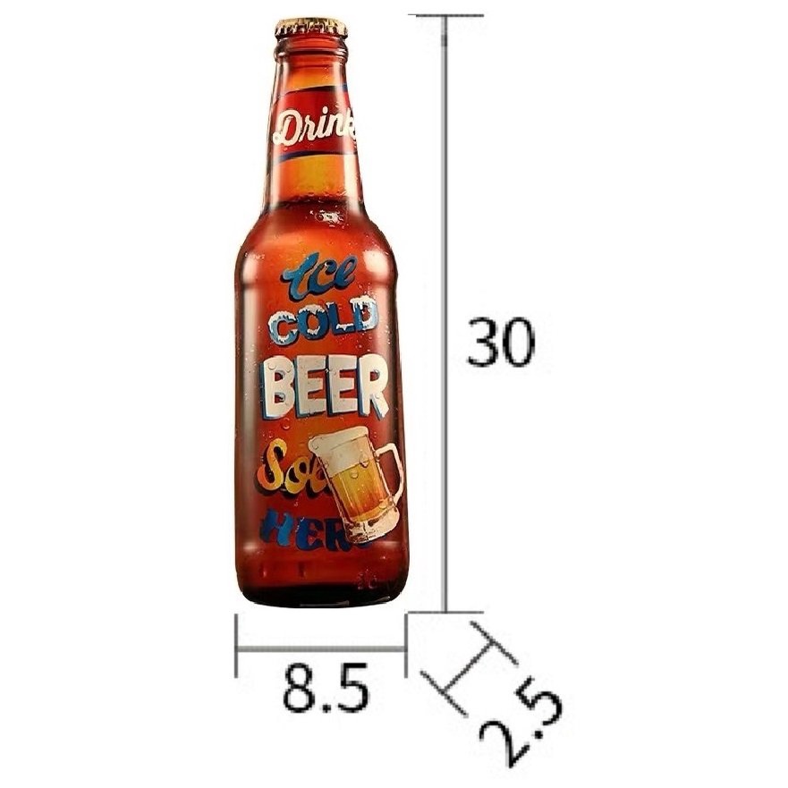Chai bia sắt treo tường, mô hình trang trí beer club, quán nhậu, quán bar độc đáo