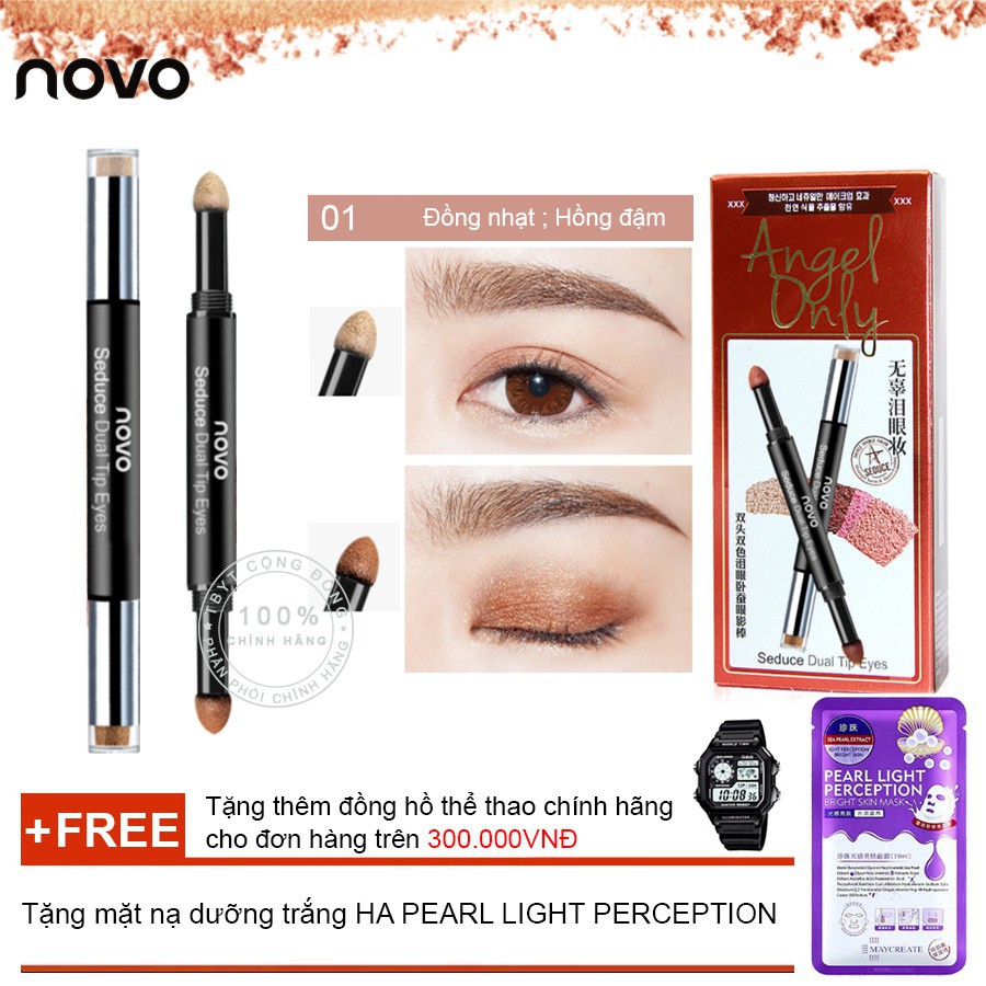 hbhb Bút nhũ nhấn mắt 2 đầu Novo Eyeliner Eyeshadows 5148 + Tặng mặt nạ dưỡng trắng HA 95