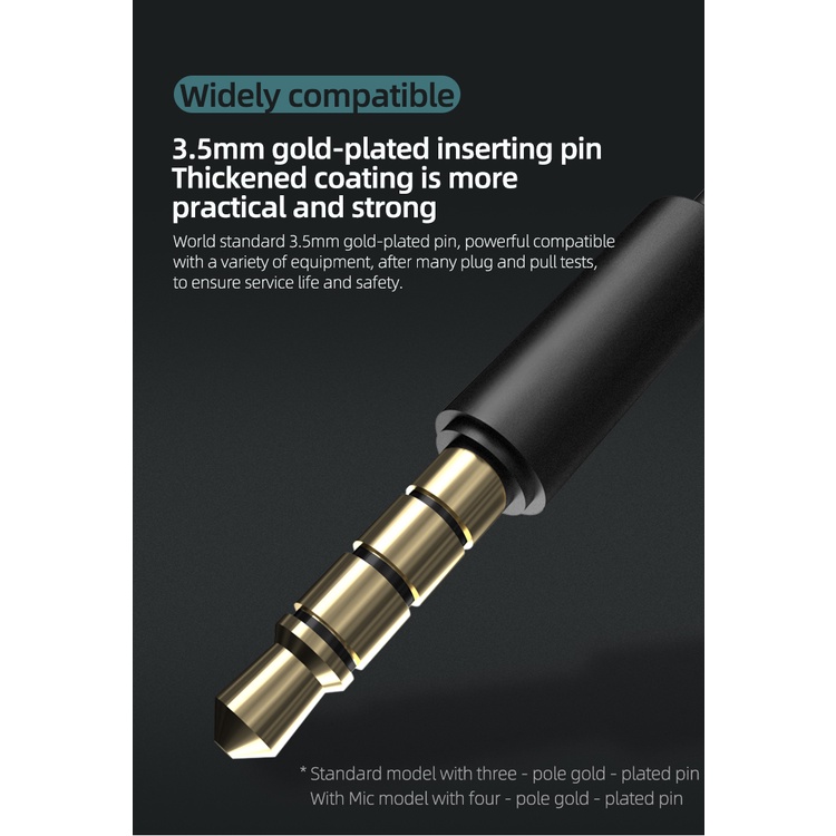 Tai nghe có dây nhét tai CCA CSA với micrô 3.5 mm âm thanh nổi rảnh tay loa siêu trầm