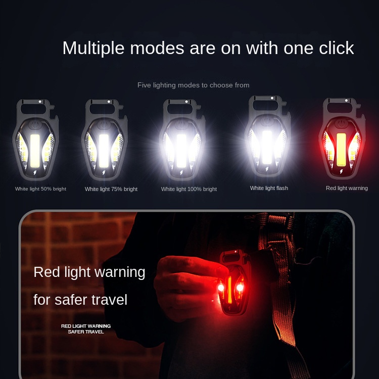 Đèn Led Cob Mini USB Khẩn Cấp Di Động Đa Năng Có Móc Khóa Tiện Dụng