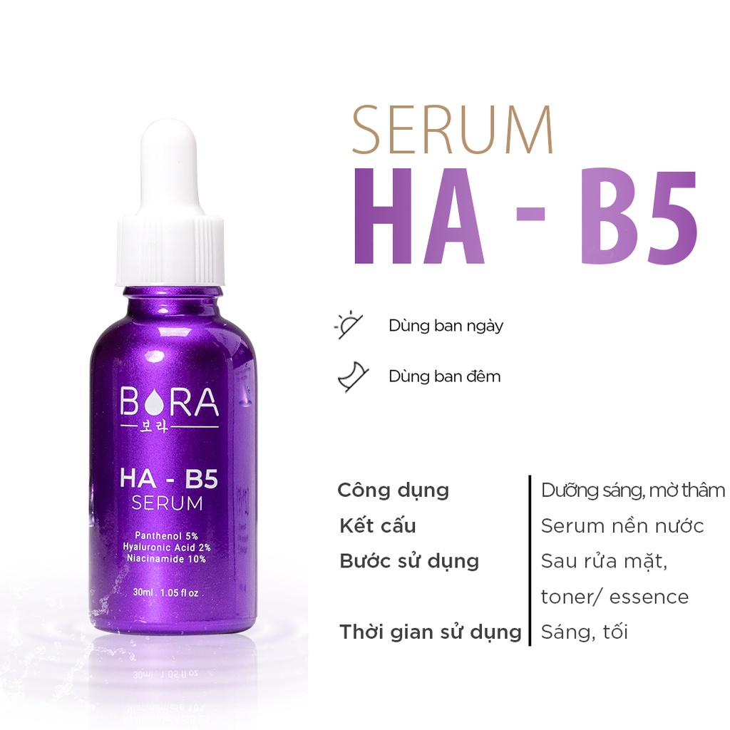 Serum siêu cấp ẩm phục hồi da dưỡng trắng Hàn Quốc BORA HA-B5 2%/5% lọ 30ml - Hàng chính hãng