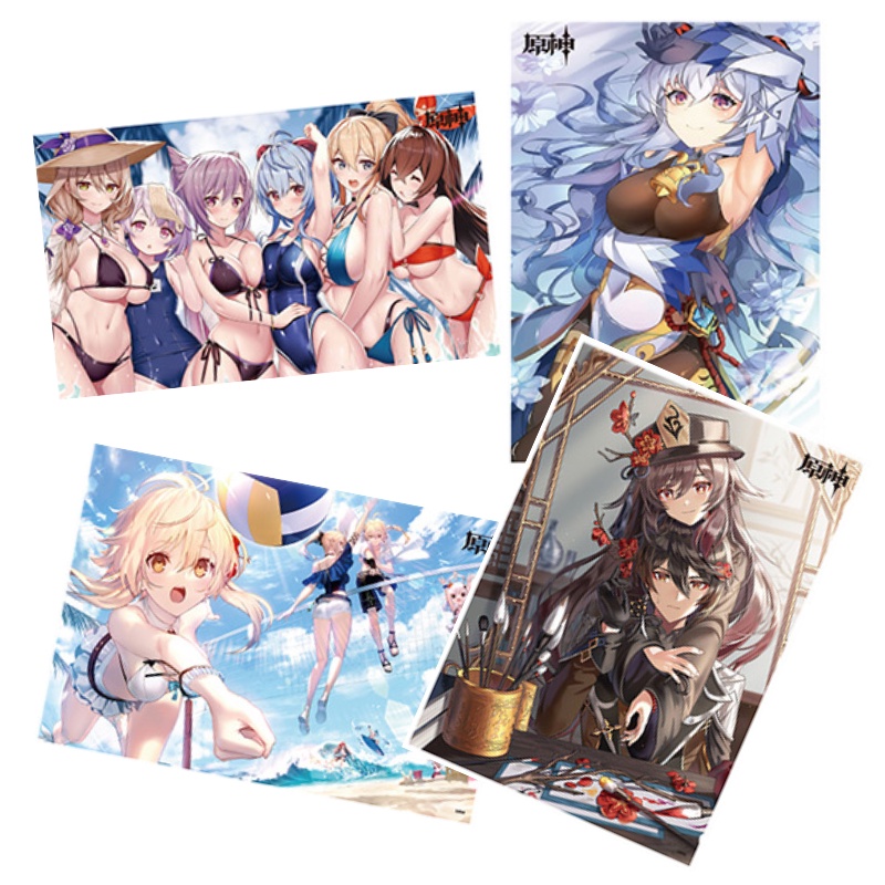 Combo 8 tấm poster Genshin Impact anime kích thước A3 giấy xịn HuTao Raiden Shogun Yae miko nahida diluc