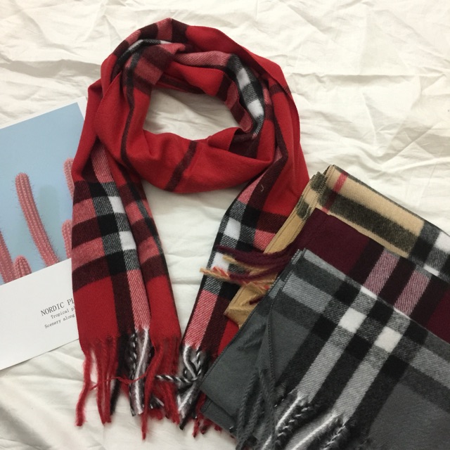 Khăn kẻ cashmere lông cừu cho bé