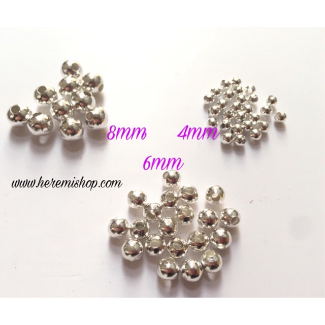 Hạt bi màu vàng bạc 4-6-8mm