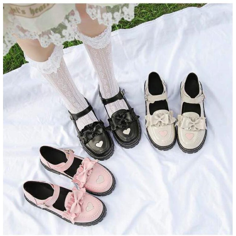 [SALE]Giày lolita Nhật Bản nơ phối tim - Kèm ảnh thật cuối ✨ | BigBuy360 - bigbuy360.vn