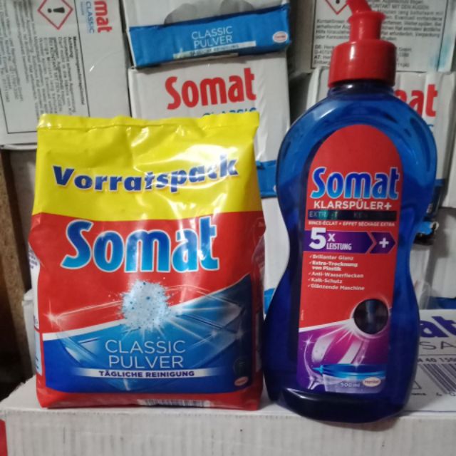 Combo Bột rửa bát Somat và nước làm bóng 500ml