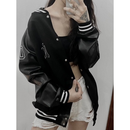 [FREE SHIP] Áo bomber NY bóng chày tay da lộn unisex chất lượng, áo khoác bóng chày | BigBuy360 - bigbuy360.vn