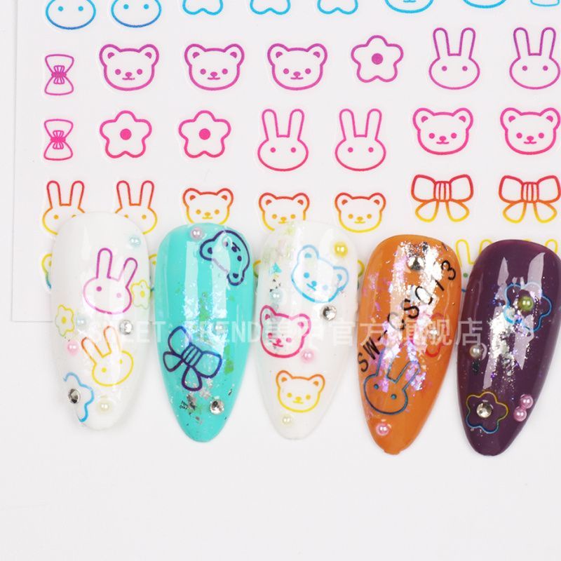 Nhãn dán móng tay 3D STZPRONAIL hình vịt / gấu / thỏ dễ thương xinh xắn cho bé