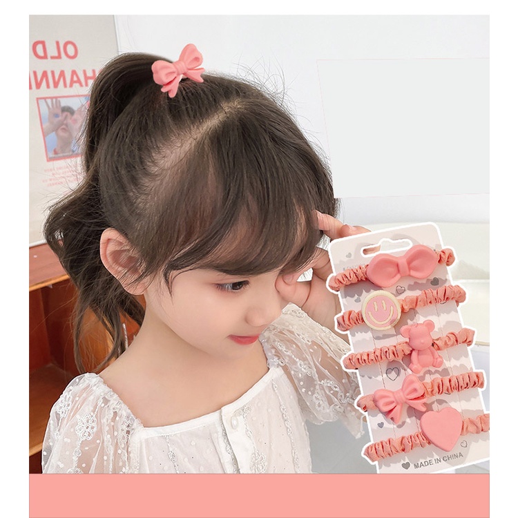 Bộ Năm Dây Thun Buộc Tóc Màu Kẹo Không Đau Dành Cho Bé Gái