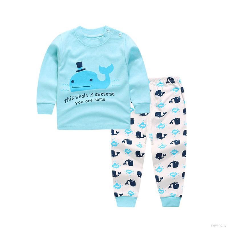 Bộ quần áo ngủ cotton in hoạt hình dễ thương cho bé