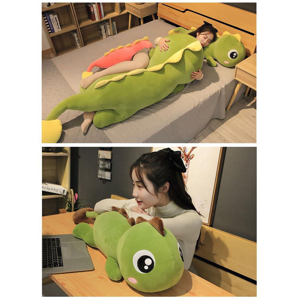 Gối ôm gấu bông khủng long mắt lồi hot hit vải nhung co dãn 4 chiều hàng cao cấp