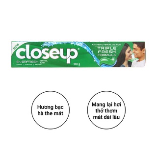 Kem đánh răng Closeup bạc hà the mát cho hơi thở thơm mát dài lâu 180g